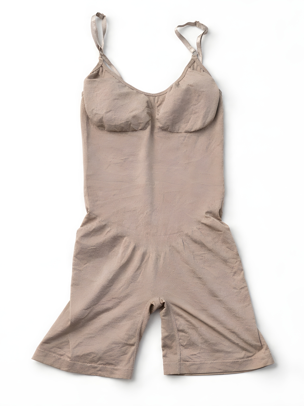 Womens 2X And 3X Seamless Nude Shapewear Bodysuit with Built-In Bra